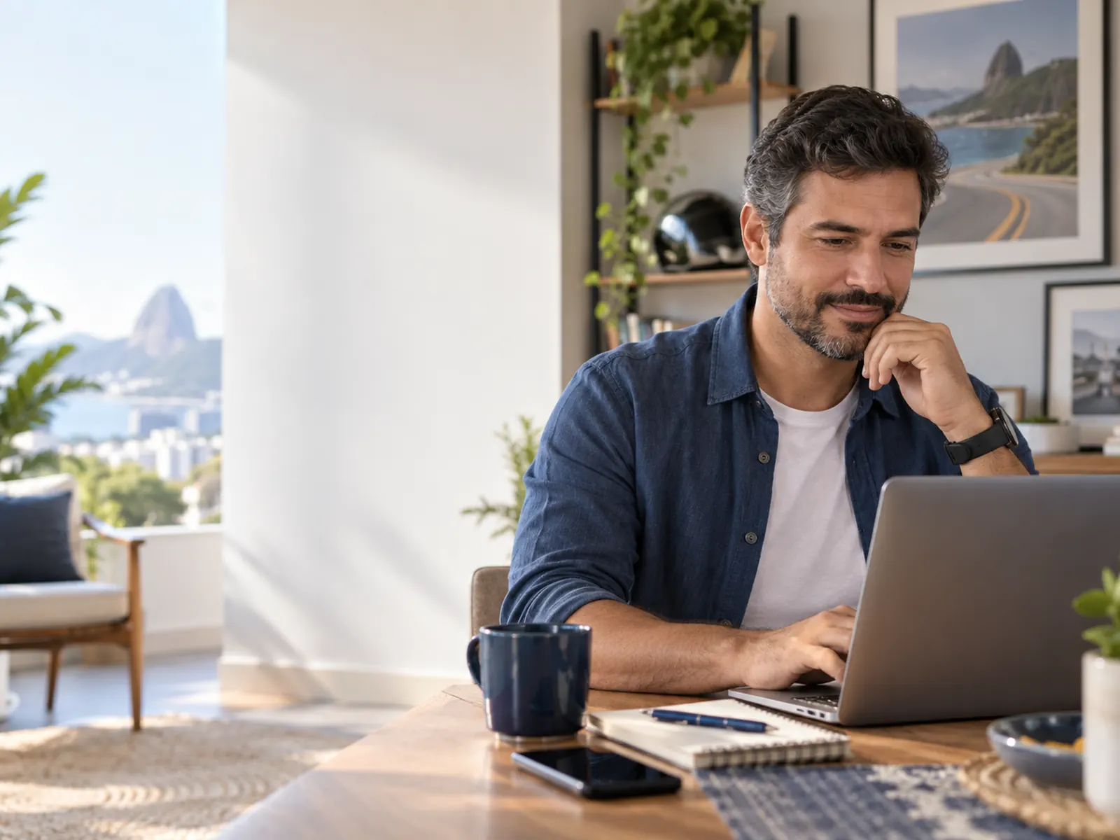 Pessoa adulta estudando online em um ambiente tranquilo